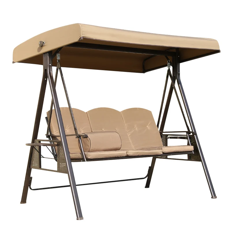 High quality patio rattan swing chair outdoor swing sets for adults garden hanging 3 seat swing iron steel chair