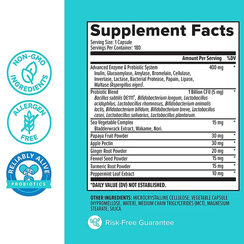 Supports Nutrient Absorption Prebiotics Probiotics Nutrition Digestive Enzymes Probiotic Capsules