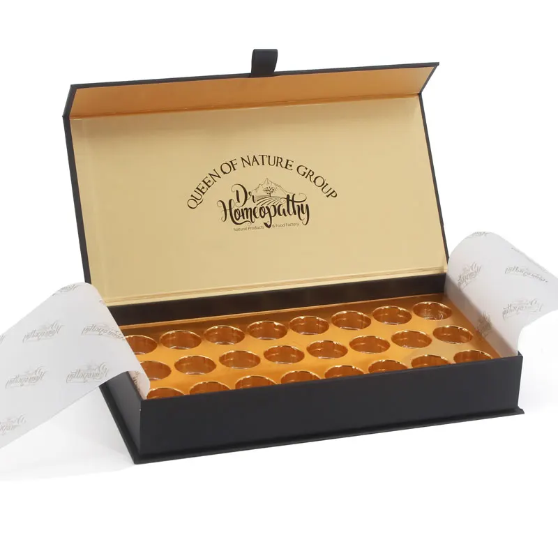 Custom luxury chocolate box with premium flip cover gift box paper chocolate packaging box divider