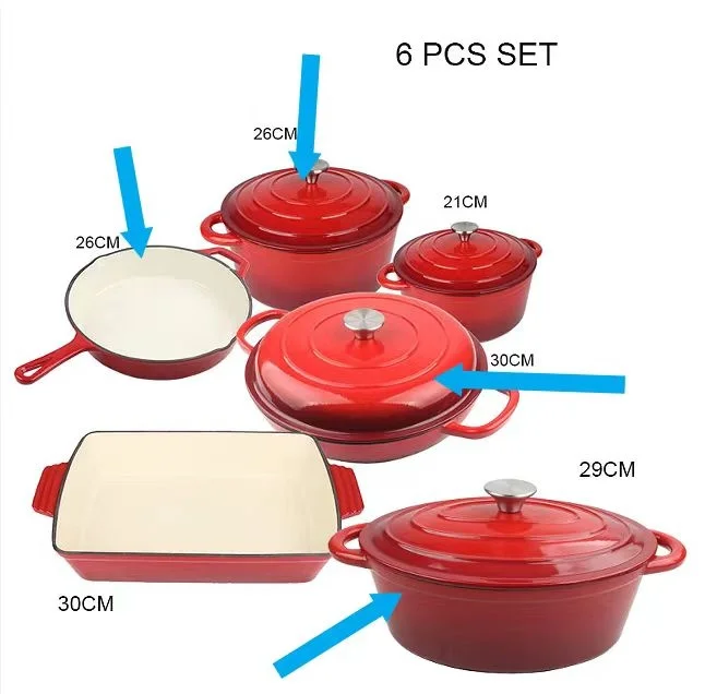 Hot Deals Iron Cast Cookware Multiple Sizes Sets Home Restaurant Enamelled Cast Iron Pot