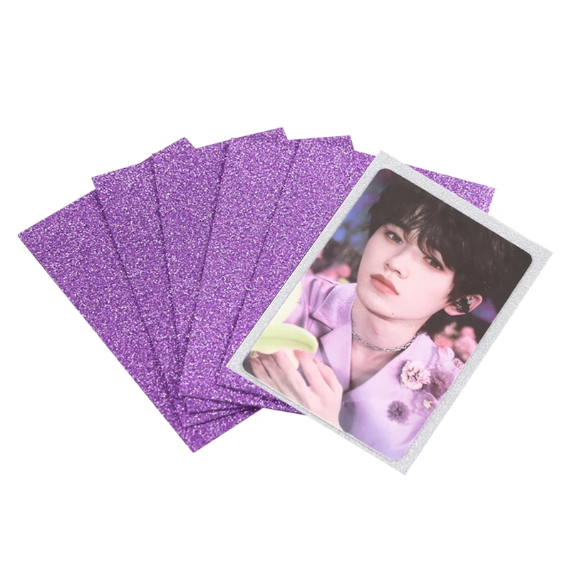 Silver flash  Laser Flashing Color Matte Board Game Outer Foil Card Sleeves Trading Card Holographic Card Cover  66x91MM