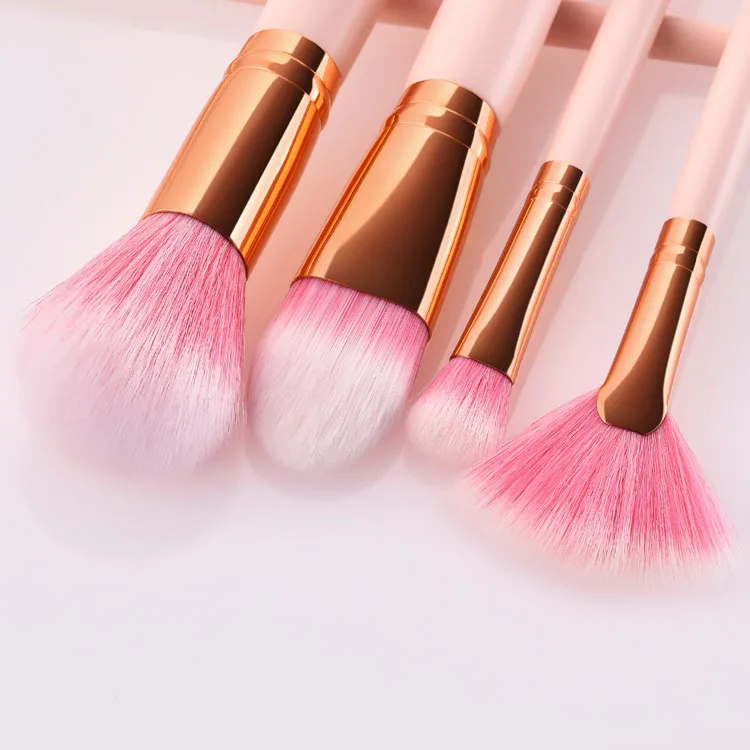 Professional Pink Make Up Brush Set 24 Piece Rose Gold Ferrule Eye Face Makeup Brushes