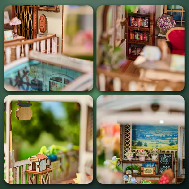 IIECREATE DIY Miniature Dollhouse 3D Wooden Puzzles SL-32 HAPPYMOME NTS Fresh Series Book Nook Kit