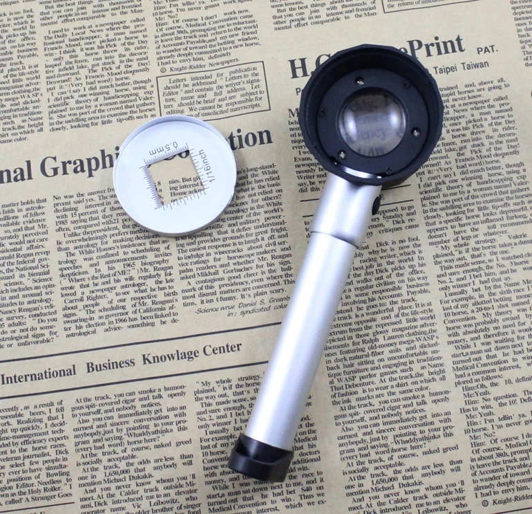 
10X Handheld LED Optical Glass Magnifying Glass with Scale 