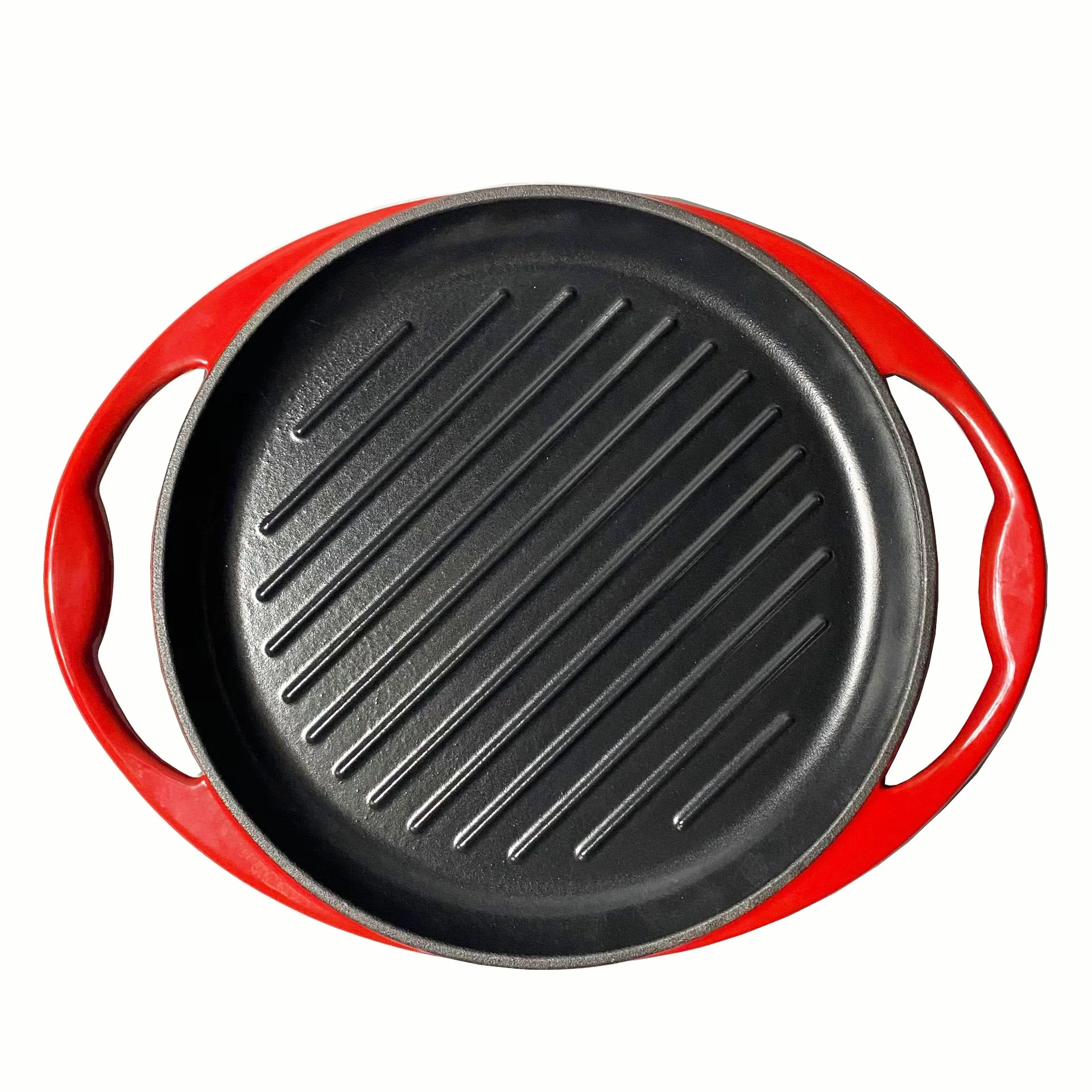 2021 Hot Sale Cast Iron Red Enamel Pan 26cm Double Ear Enamel Frying Pan With Nice Price
