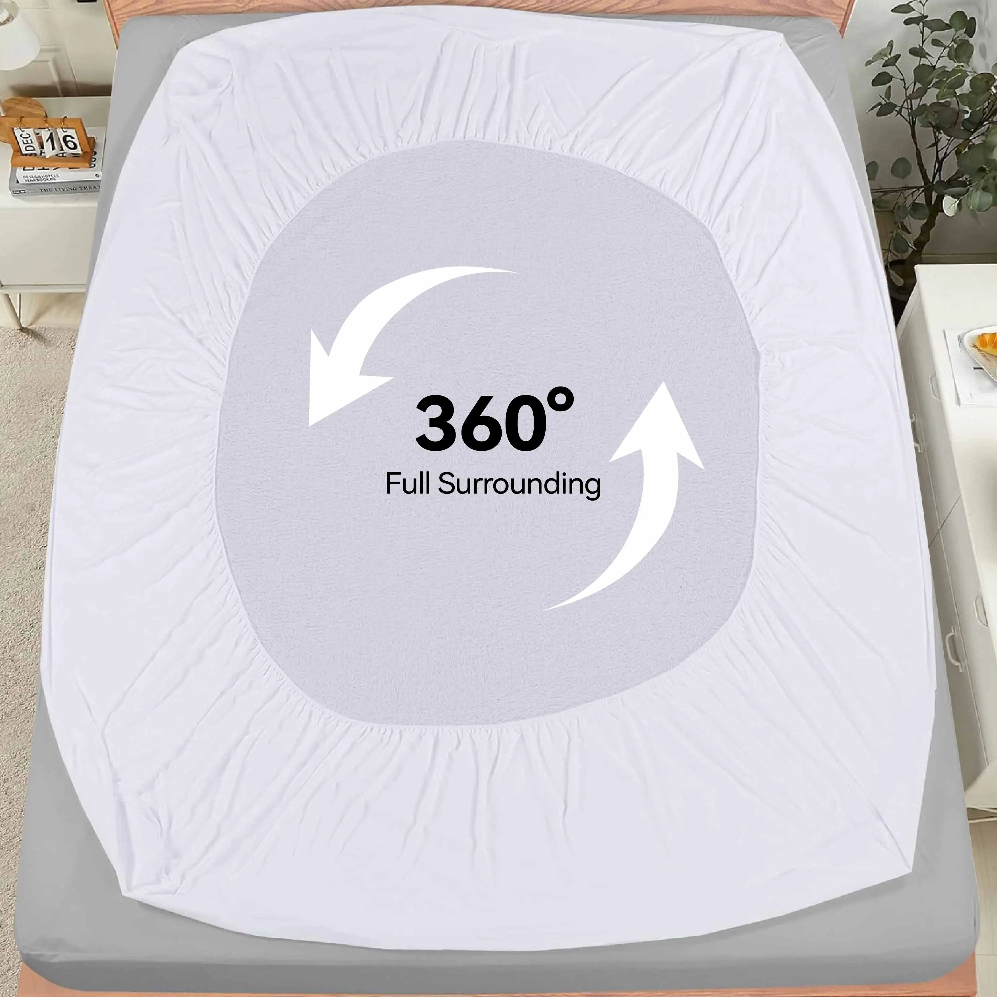 Waterproof King Size cotton terry Mattress Protector for Adults Knitted Bed Cover Soft Protector for Home and Hospital Use