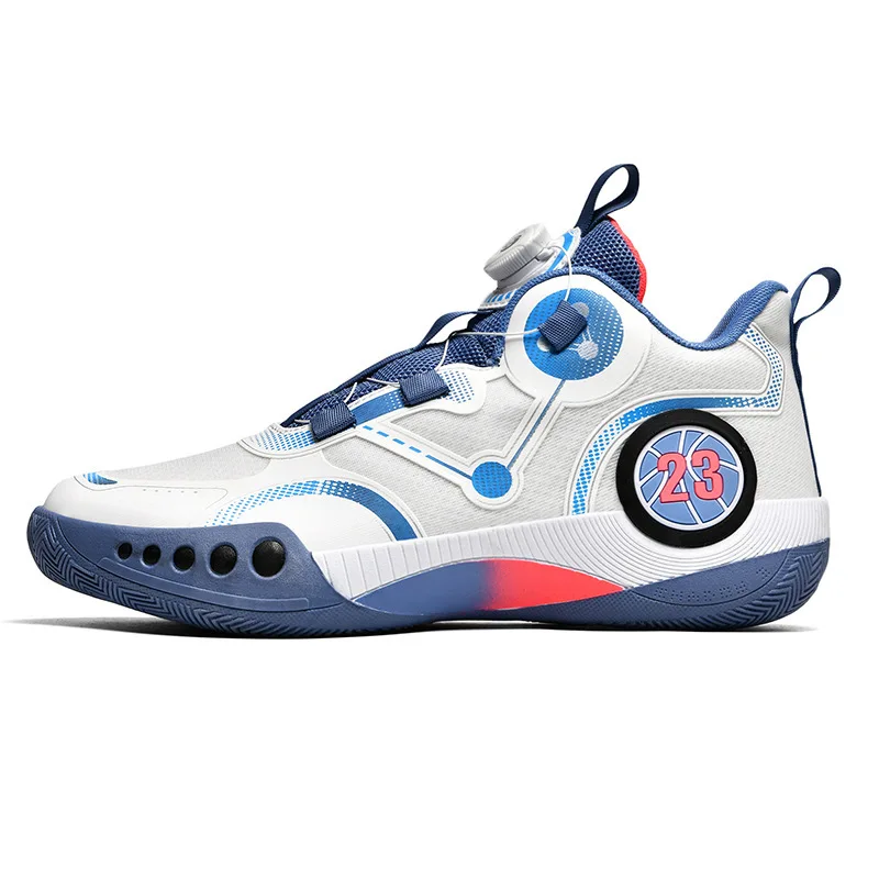 Wholesale hot 23 button sports lace-up high top mesh flying knitting basketball shoes  outdoor mens basketball shoes