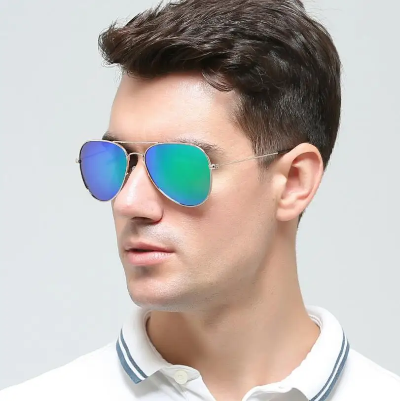 Wholesale design sunglasses UV400 fashion mirrored shades metal frame sun glasses metal mirror lens sunglasses