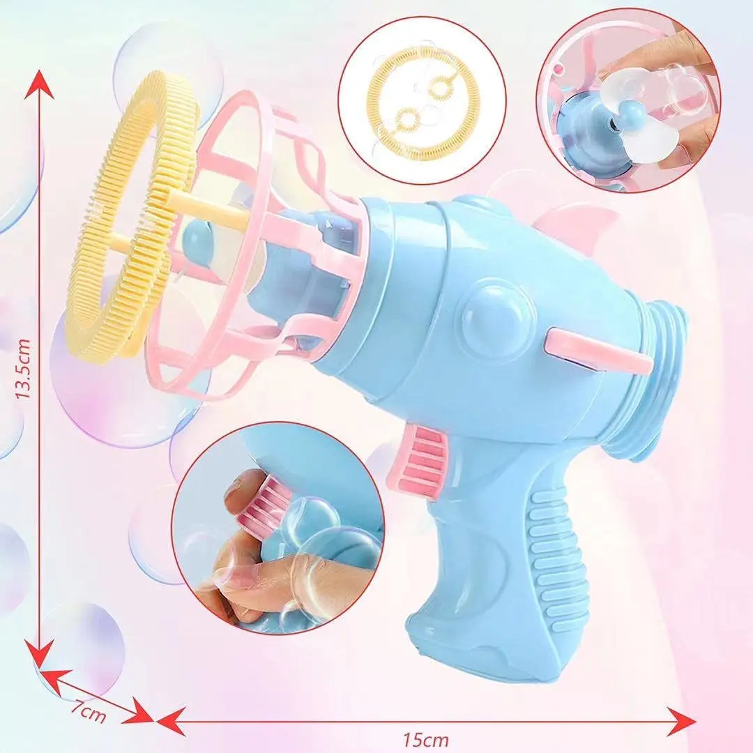 Electric Fan Blowing Bubble Machine 2 In 1 Toy Automatic Soap Bubble Gun For Kids