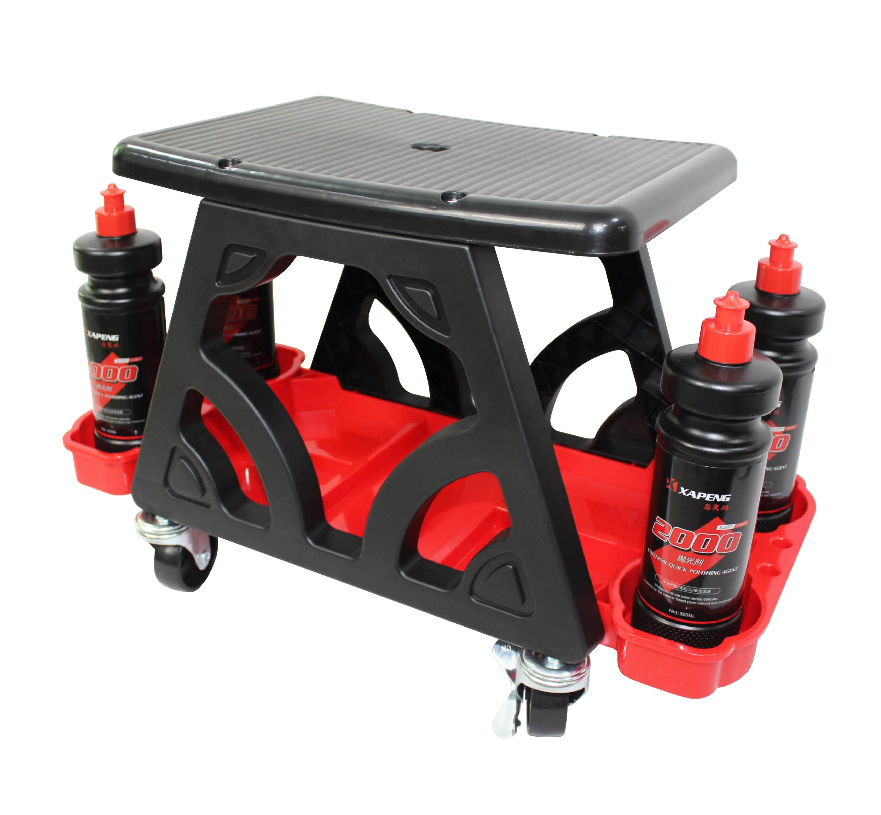 Car Detailing Creeper Seat Ergonomic Seat Stool Workshop Car Repair Stool Auto Rolling Garage Polishing Stool Tools Organizer