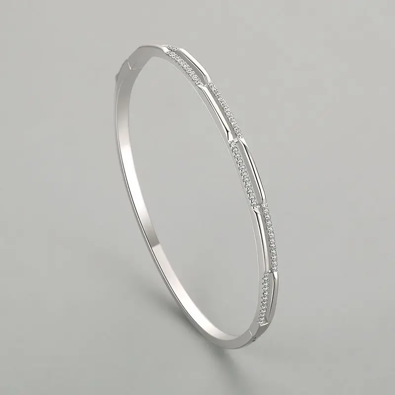 New Product Fine Jewelry Silver Bangle Temperament Zircon 925 Sterling Silver Fashion Bracelet Bangle For Women