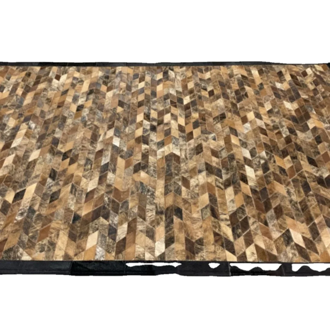 Ins Leather Fur Rugs Hand-made Cowhide Patchwork Carpets and Rugs with Hair On Customizable Modern Art Soft Unique Luxury