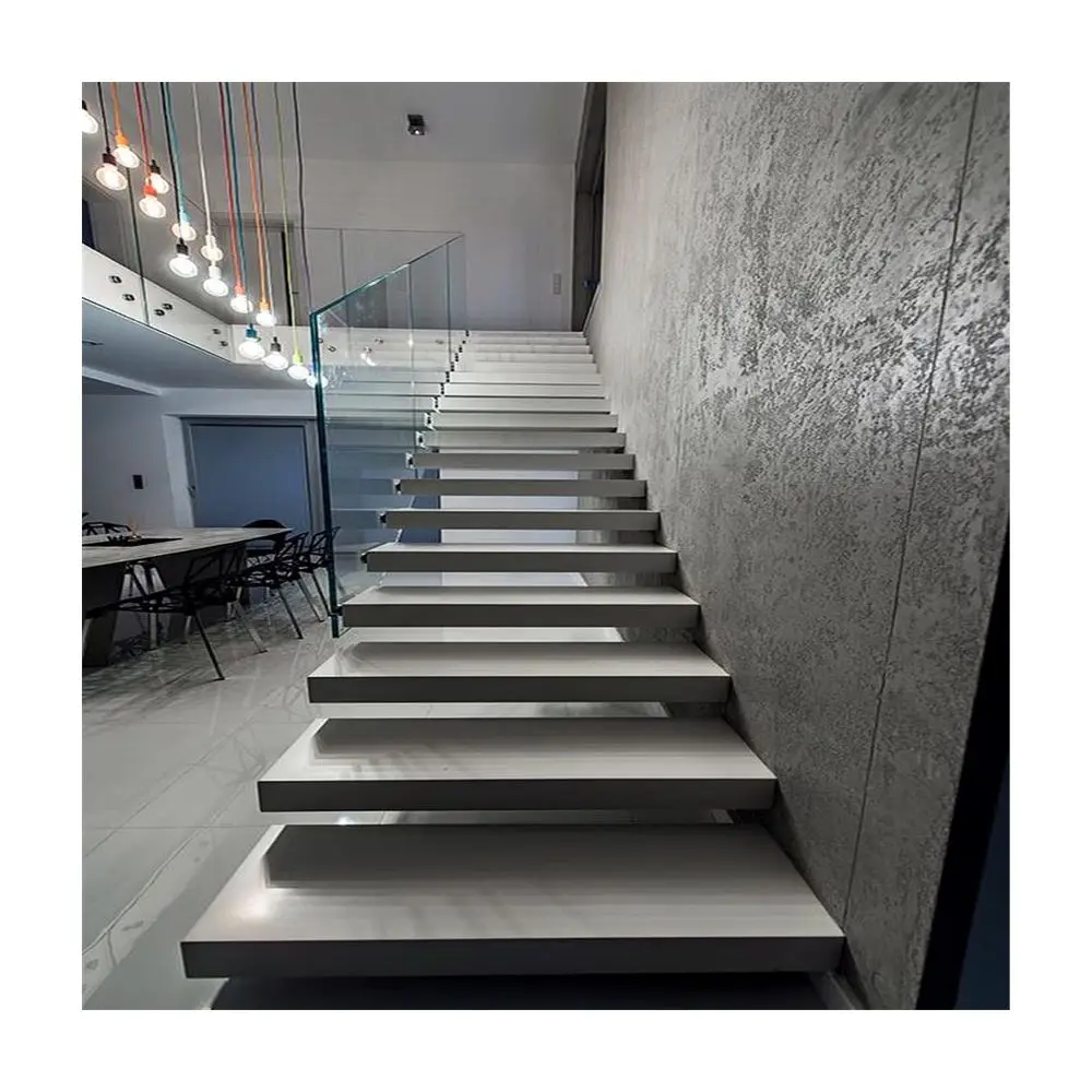 ACE Factory staircase manufacturer invisible steel stinger floating staircase luxury chandelier staircase