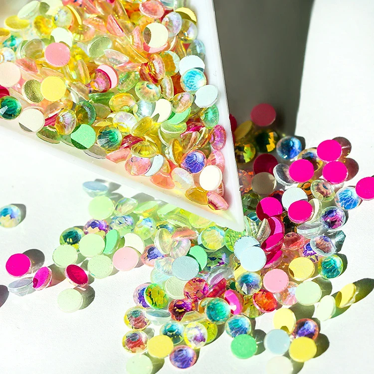 Wholesale Fluorescence Crystal AB Glass Stones Flat Back Nail Rhinestone For Garment DIY Decoration