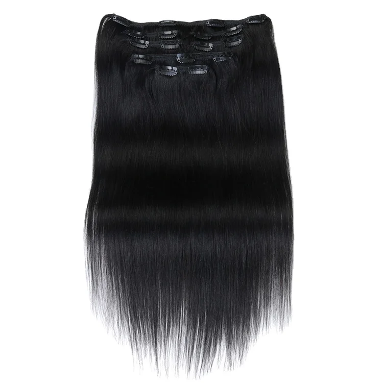 Popular style different color 100% human hair  clip in hair extensions from Rebecca China