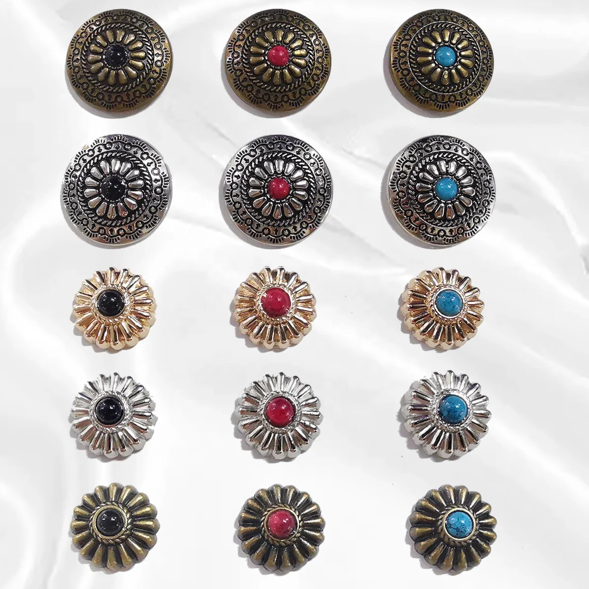 Factory Wholesale Fashion Design Alloy Metal Star Conchos For Leather Alloy Buttons Spike Rivets