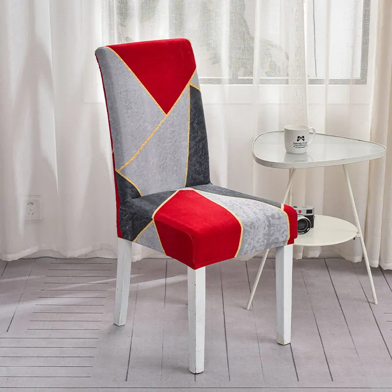 Printed Dining Room Chair Covers Polyester Geometric Chair Slipcover Pet Anti-Dirty Stretch Chair Cushion Cover Home Decoration