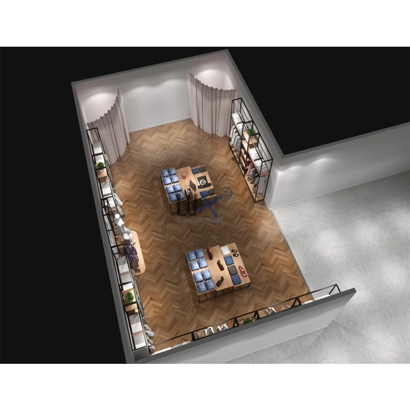 LUX Design Bespoke 3D Clothing Shop Design Retail Clothes Store Display Wholesale Clothing Display Racks