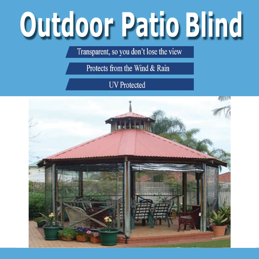 Heavy Duty PVC  Patio Blind clear waterproof ourdoor roller blinds