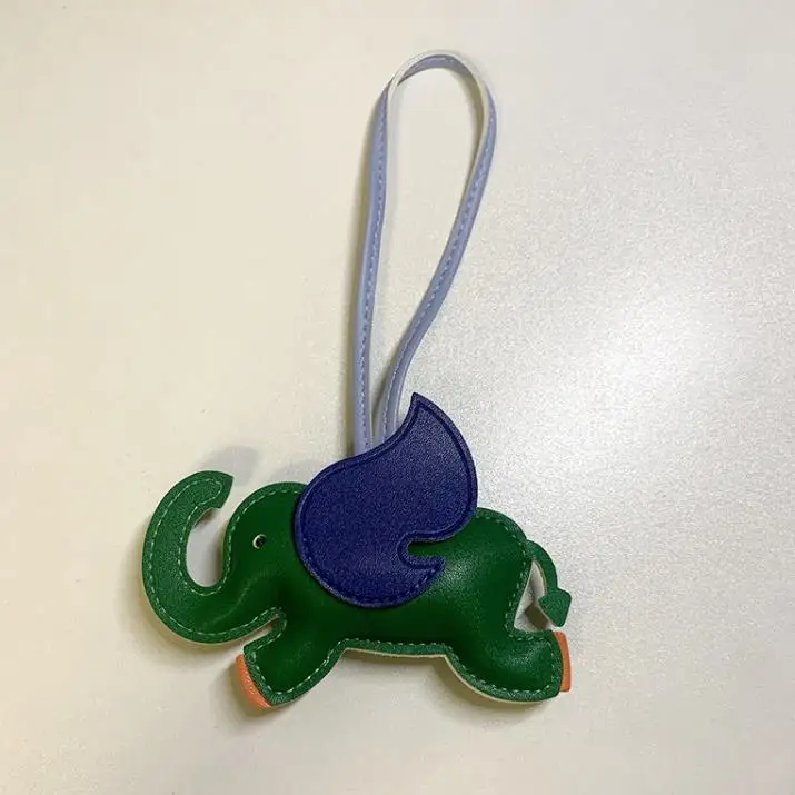 12 Colors Flying Wings Elephant Keychains Women PU Leather Hanger Pendant Decoration For Bag