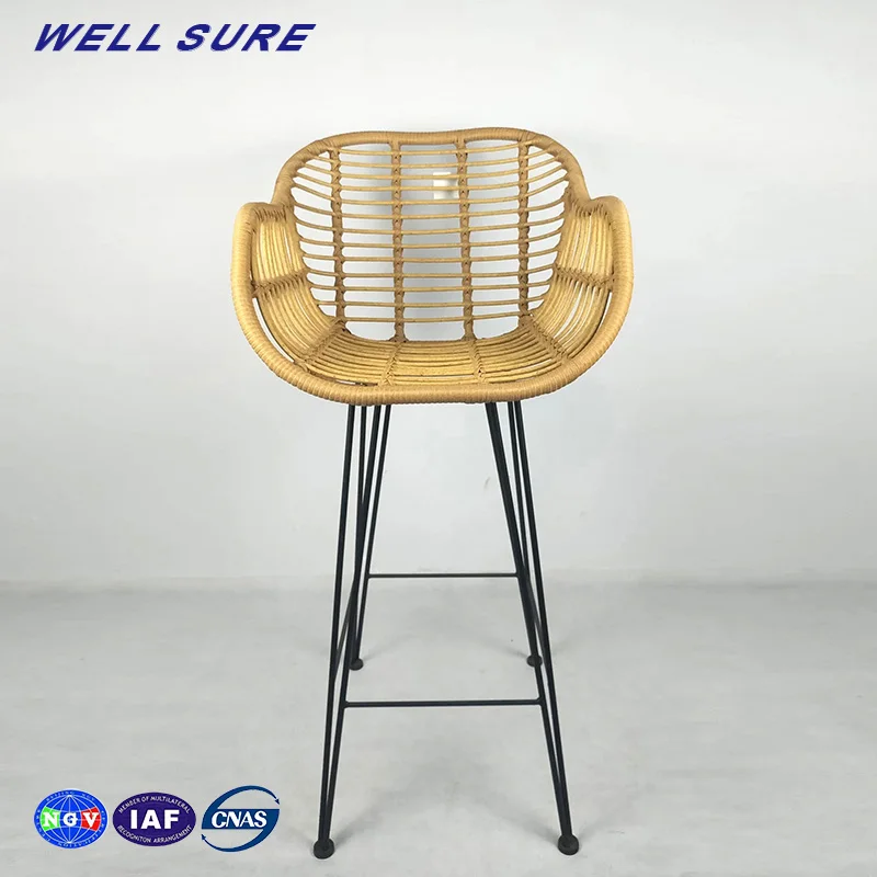 Уличная мебель, ротанговый металлический барный стул, винтажный высокий стул для барного стола