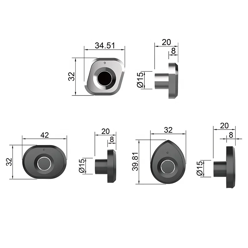Qidots Fingerprint Furniture Lock Keyless Locker Lock Intelligent Drawer Lock for Office