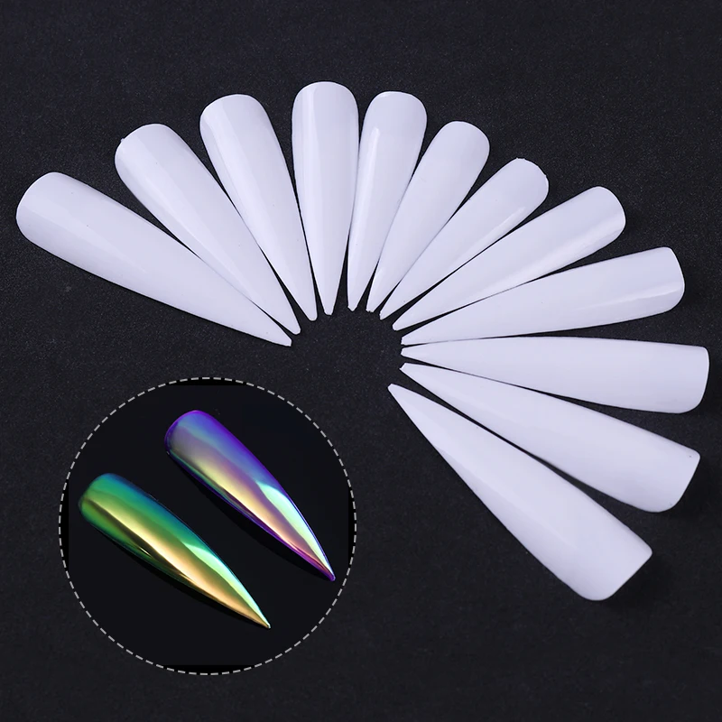 
50Pcs Full Nail Tips Sharp False Nail Tips Set White Clear Long Cuspidal Natural Fashion for DIY Nail Tips 
