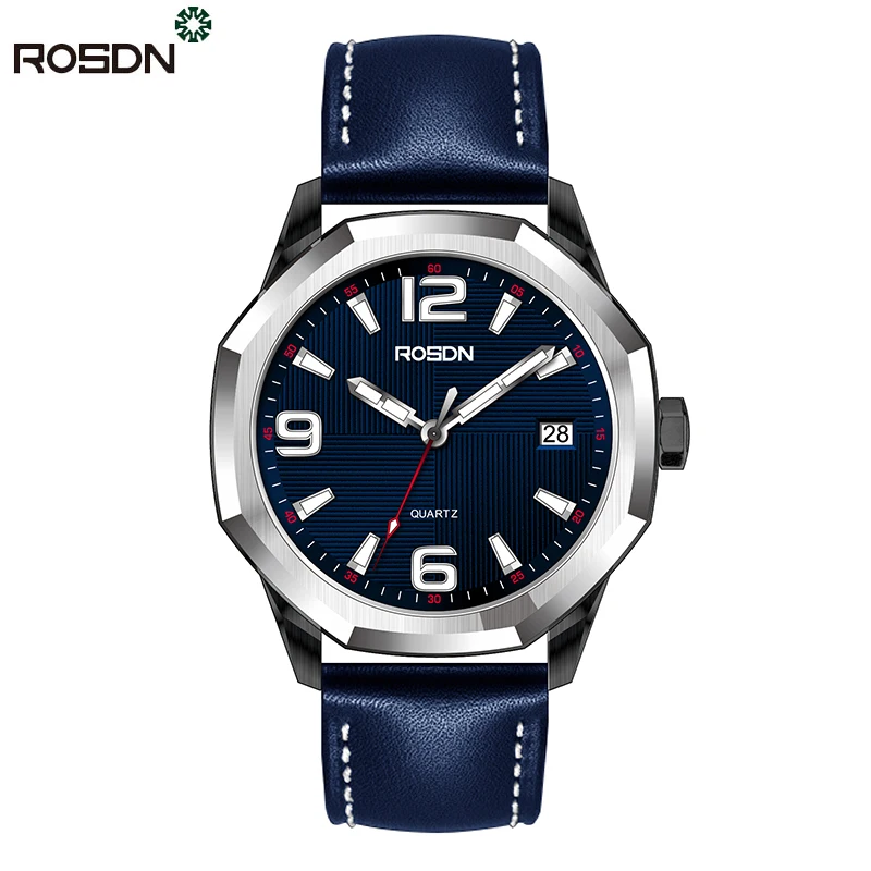 OEM Wholesale Custom Luxury Quality 5 ATM Waterproof Japan Movement Men Genuine Leather Quartz Watches