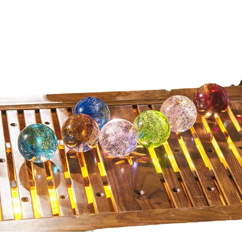 crystal ball solid wood bottoming piece colorful glass beads luminous starry night light holiday gift For Girls Women