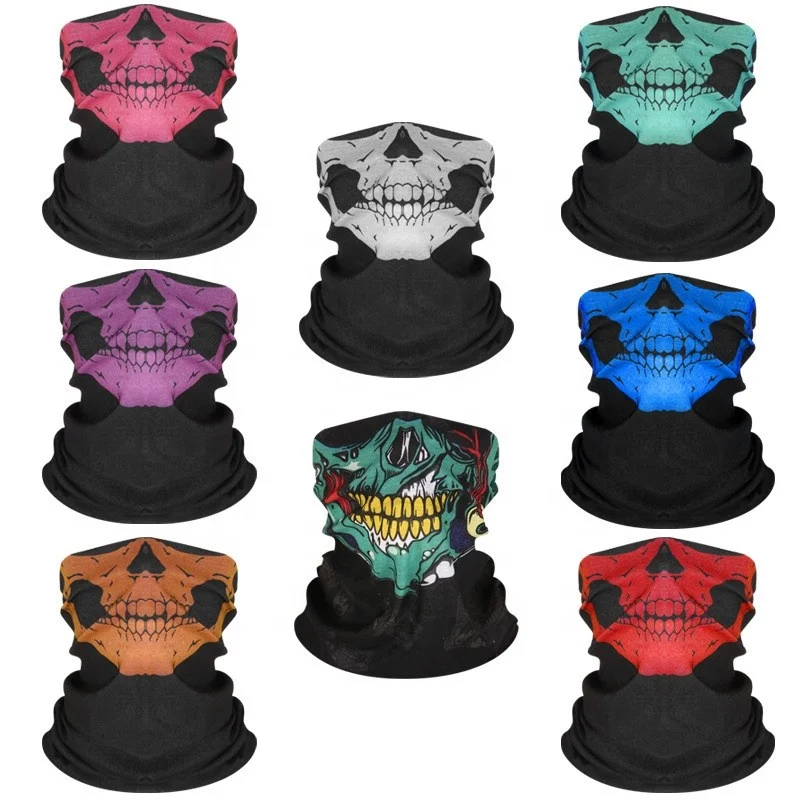 Skull Face UV Sun Dust Neck Gaiter Bandana Headwear motorcycle mask