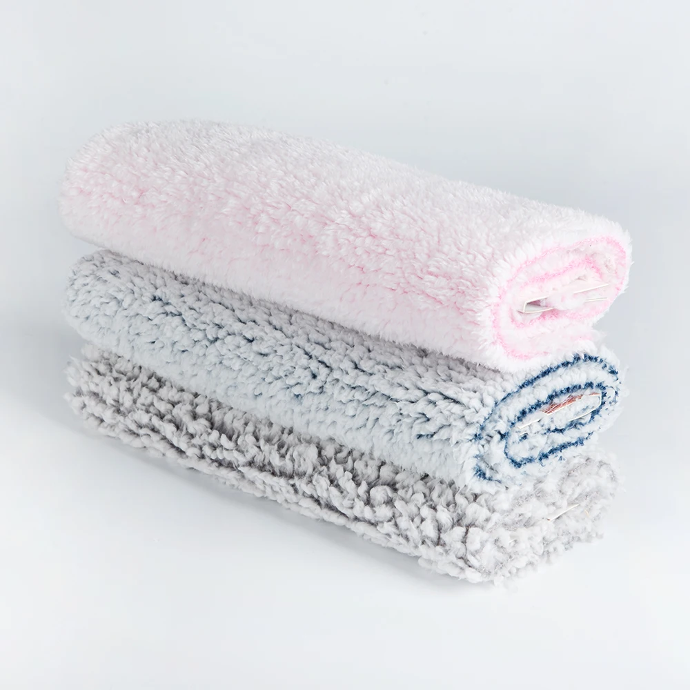 Wholesale 100% Polyester Soft Knitted Plush Fleece Shu Velveteen double side mirco sherpa fabric