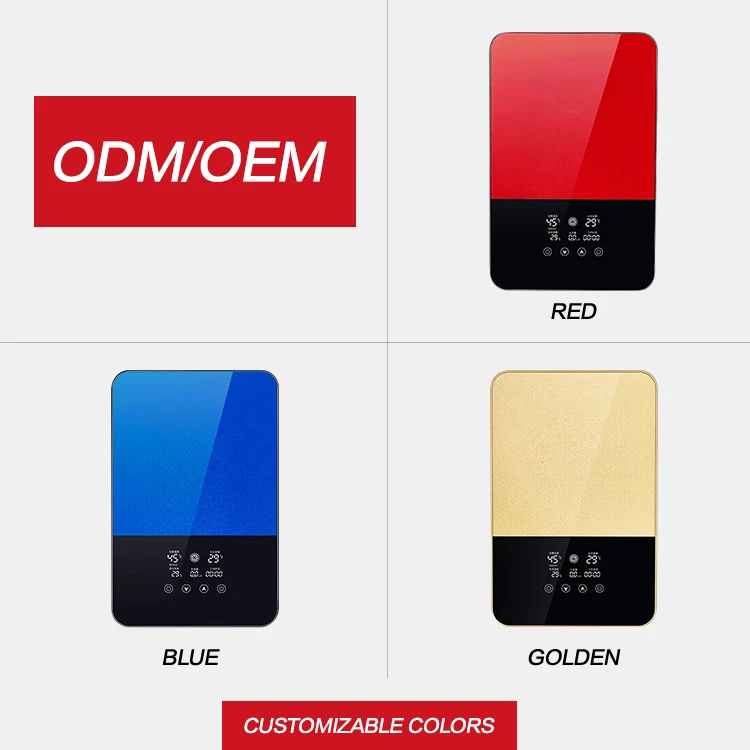 220V 8KW Wall-Mounted Smart Wave Tankless Electric Water Heater for Home Commercial & Hotel Stainless Steel Bathrooms Showers