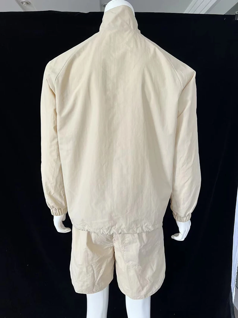 custom half zip pullover jogging crop top jacket two piece pants women sports wear shorts tracksuits windbreaker set for men