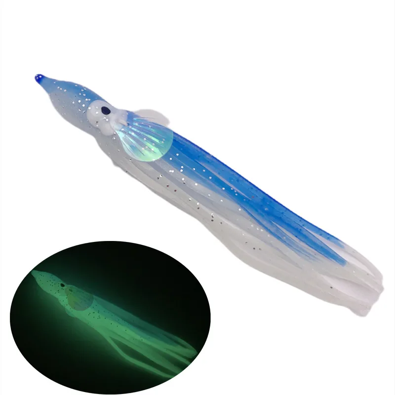 New 12cm Luminous Squid Skirt Octopus Skirts Fishing Soft Bait With Scales Trolling Lures