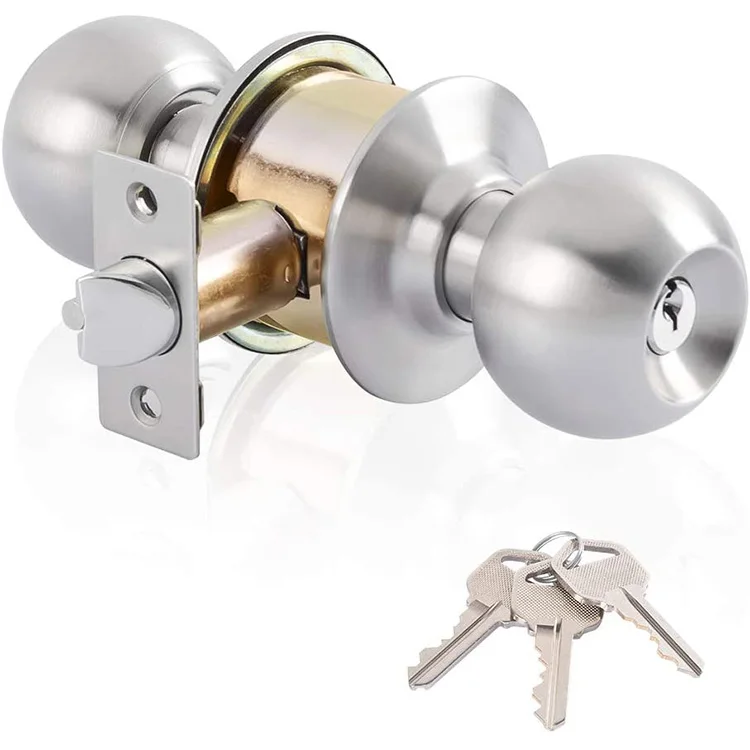 Factory Wholesale Brushed Nickel Stainless Steel Door Knob Lever Lock for Bathroom Window Entrance Privacy Passage Handles