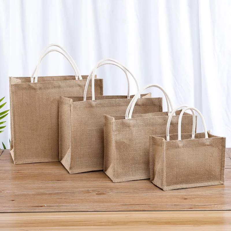 Spot blank Wholesale high quality custom Eco-Friendly portable multifunctional jute tote shopping bags