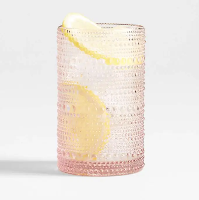 Pink Blue Violet Amber Fancy Hexagonal Diamond Frosted Coloured Drinking Glasses