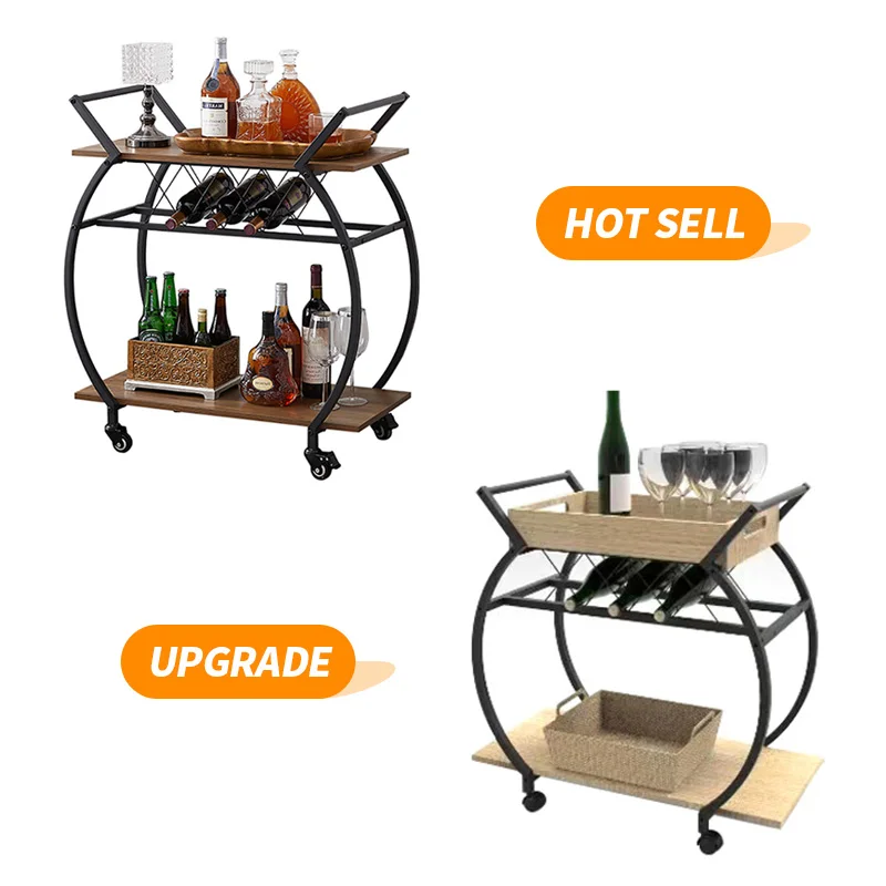 Newly designed wooden three-tier 4-tire trolley trolley suitable for home/hotel