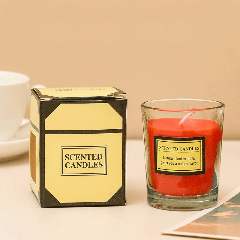 Smokeless scented candle creative handmade gift cylindrical glass transparent decorative scented candle