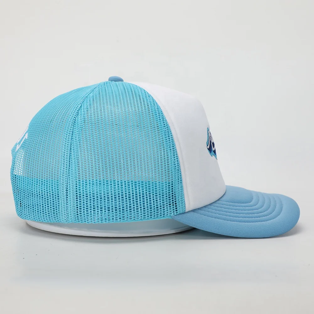 BSCI Wholesale Custom Oem Design Trendy 5 Panel Sport Hat,Embroidery Logo White Sponge Gorras,Woven Patch Running Trucker Cap