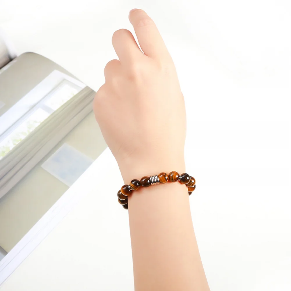 Wholesale Fashion Women Men Stainless Steel African Turquoise Gemstone Healing Bead Natural Stone Red Tigers Eye Bracelet