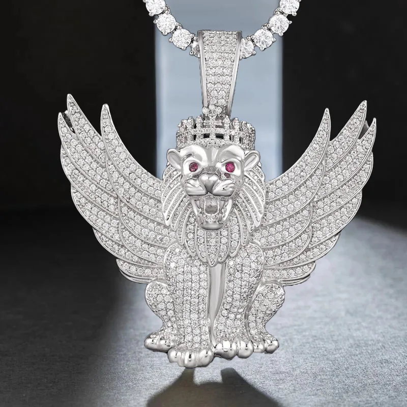 2021 New Arrival Men Diamond Pendant Jewelry Big Venice San Marco Flying Lion Pendant Iced Out CZ Pendant
