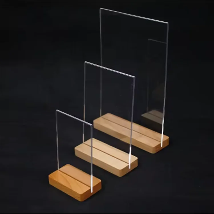 Acrylic Sheets with Wood Stands Clear Sign Blank for Crafts Acrylic Plaque Acrylic Table Numbers for Wedding Party