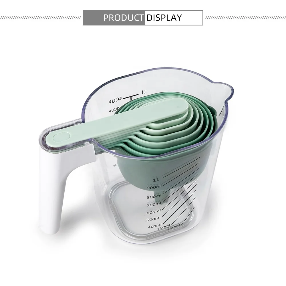 Factory Wholesale Kitchen Accessories BPA Free 9 Pieces Plastic Measuring Cup Set For Baking