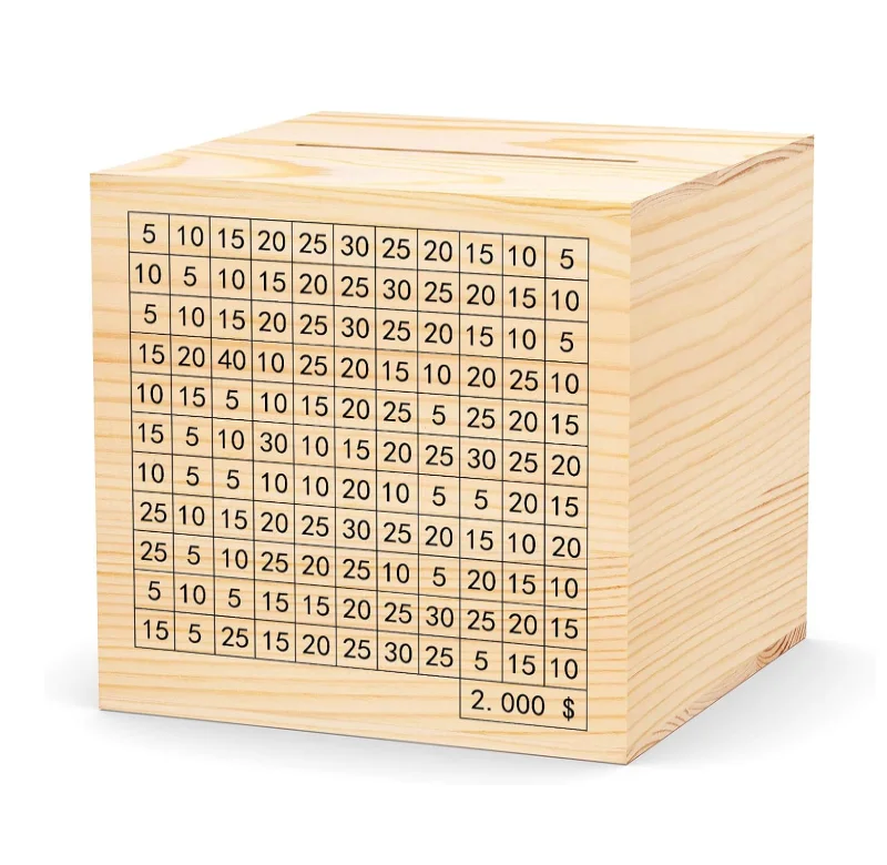 High-quality Adults Piggy Bank Natural Wood Money Box Cash Saving Plan Money Box Piggy Bank