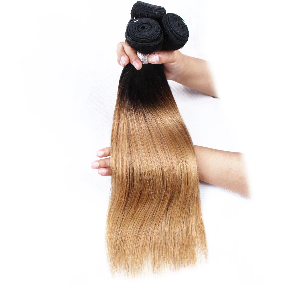 best selling 2 tone hair bundle 1B 27 ombre hair weft silky straight honey blonde virgin Brazilian human hair extension