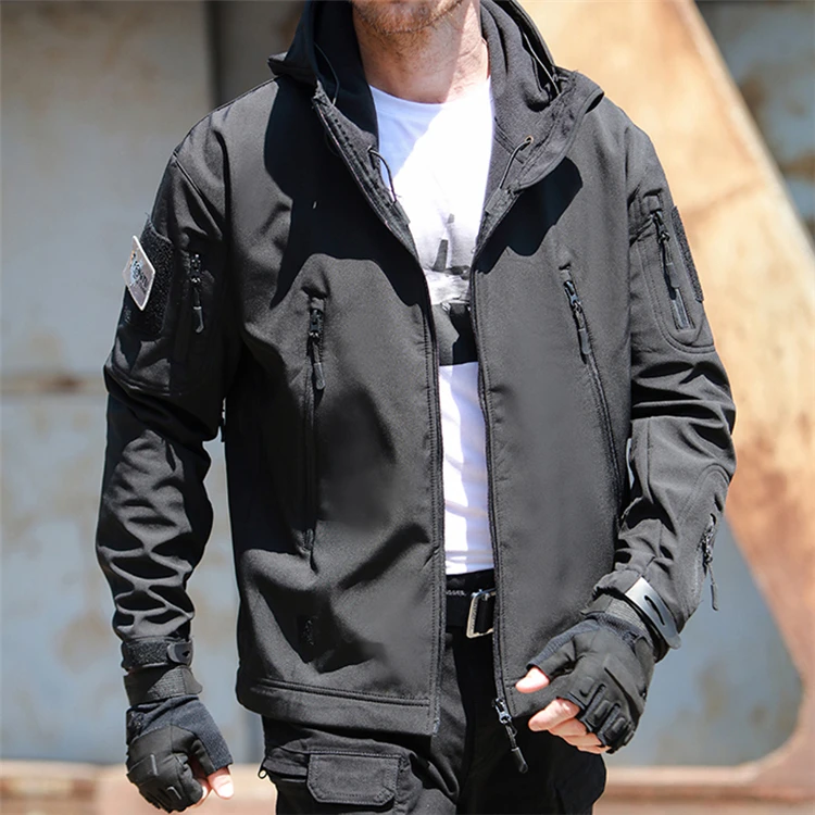 Дышащая Рабочая обувь черного цвета 100% полиэстер, отложной воротник, зеленый с защитой от ветра камуфляж форма тактическая куртка охранника multicam боевой костюм Одежда для детей