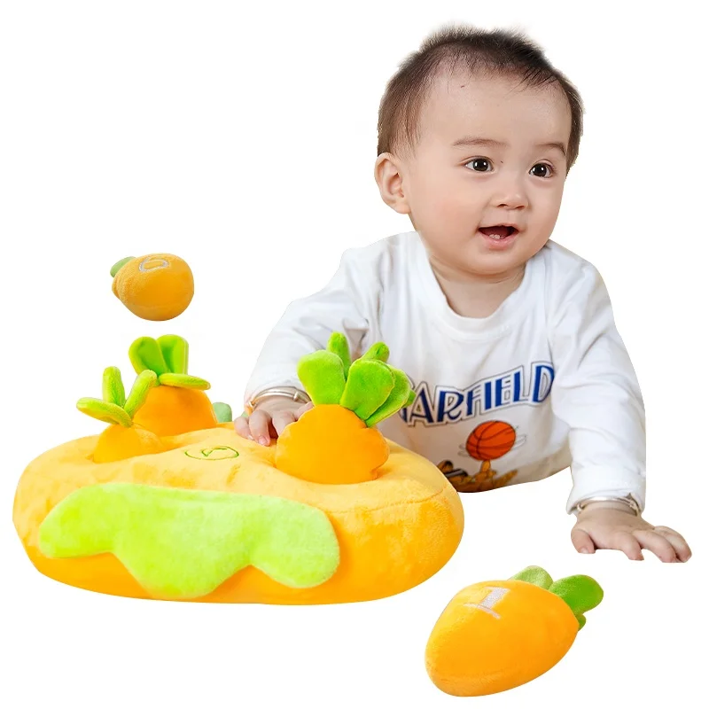 Biduole Early childhood education carrot toy can  puzzle 6 months baby plush toy