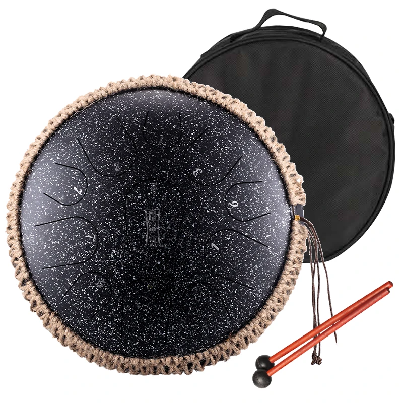 Hluru Steel Tongue Drum Musical Instruments Drums Kit 11 Note 12.5 Inch Hanpan Tank Drum Percussion Instrument TB11