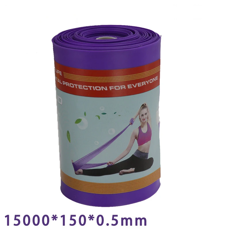 Customized Logo 15m Fitness Stretch Body Training Home Gym Exercise Workout Yoga Fat Resistance Bands Elastic Band